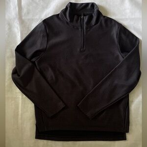 Men's Black Textured Quarter-Zip Pullover Medium